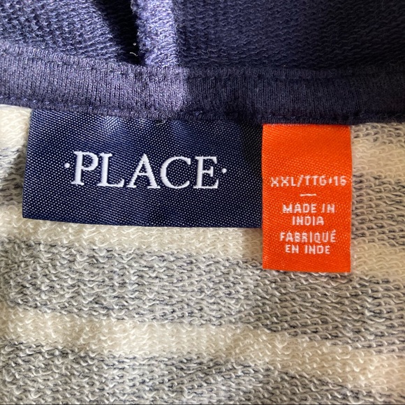 🌸5/$25🌸 Children’s Place | Navy and White Striped Zipper Hoodie | Size XXL - Picture 3 of 4